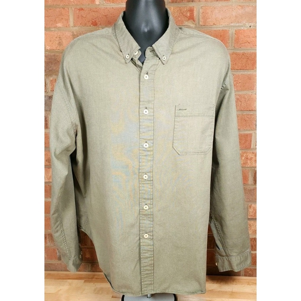 Eddie Bauer Antique Oxford Shirt Mens 3XL Green Long Sleeve Button Down‎